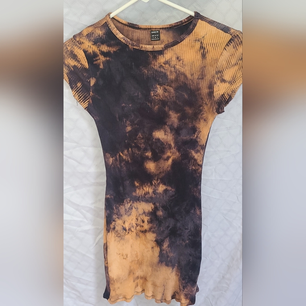 Shein Small black and tan mini dress, form fitting
